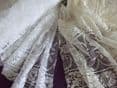 Vintage Cotton White Nottingham Lace curtain / tablerunner / fabric- Heather